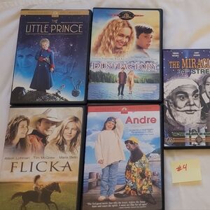 5 DVD'S. Miracle on 34th St, Flicka, Little Prince, Andre, Dust Factory … LOT